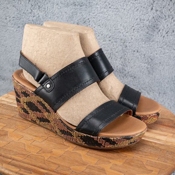 Cobb Hill Women's Erika 2 Band Sling Wedge Sandal, CH9219, Black ( 10 M ) - Picture 1 of 6